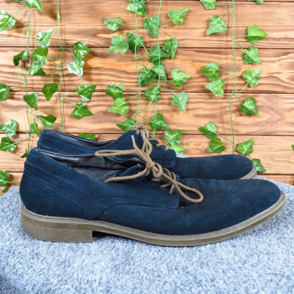 Calvin‎ Klein Gio Men Oxford Shoe Size 9 Business Casual Navy Blue Suede Dress